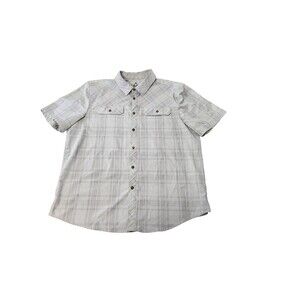 Gerry Shirt Men's Large | Gray Plaid Button-Up, Short Sleeve, Front Pockets, EUC